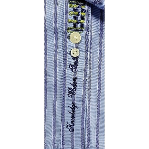 Robert Graham Shirt Mens 2XL Stripe Embroidered Floral Pattern Dress - Picture 8 of 11